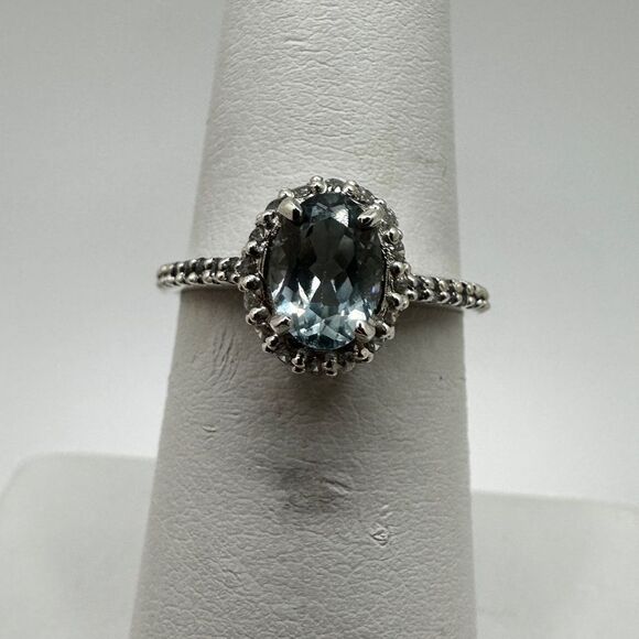 Jenstones LLC Jewelry - NWOT 5x7mm possible Aquamarine with cz rhinestones‎ ring in sterling silver!